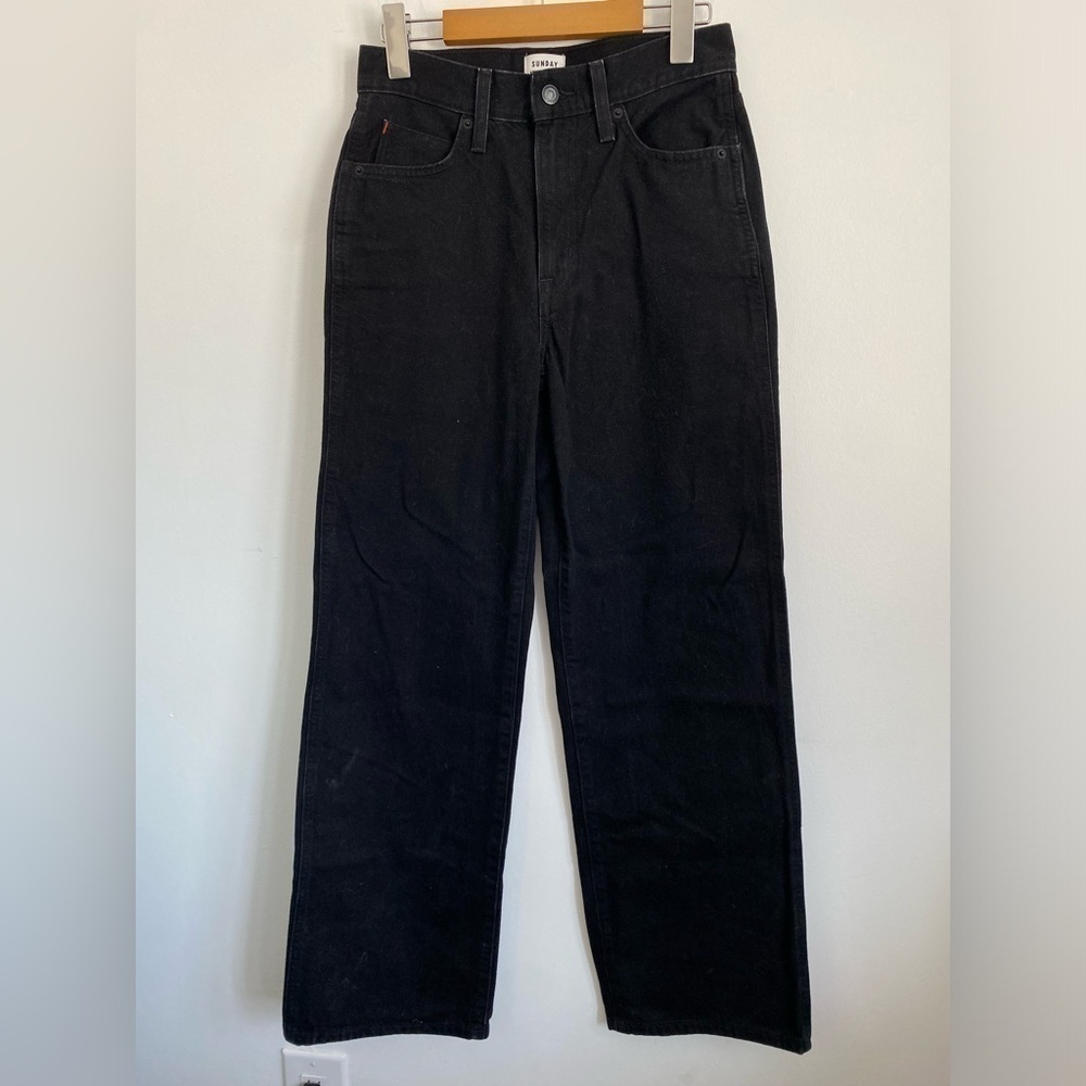 Aritzia Sunday Best Juniper High Rise Wide Leg Pant - Black Stone - US 2